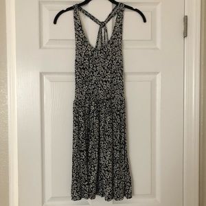 Black and white floral babydoll dress